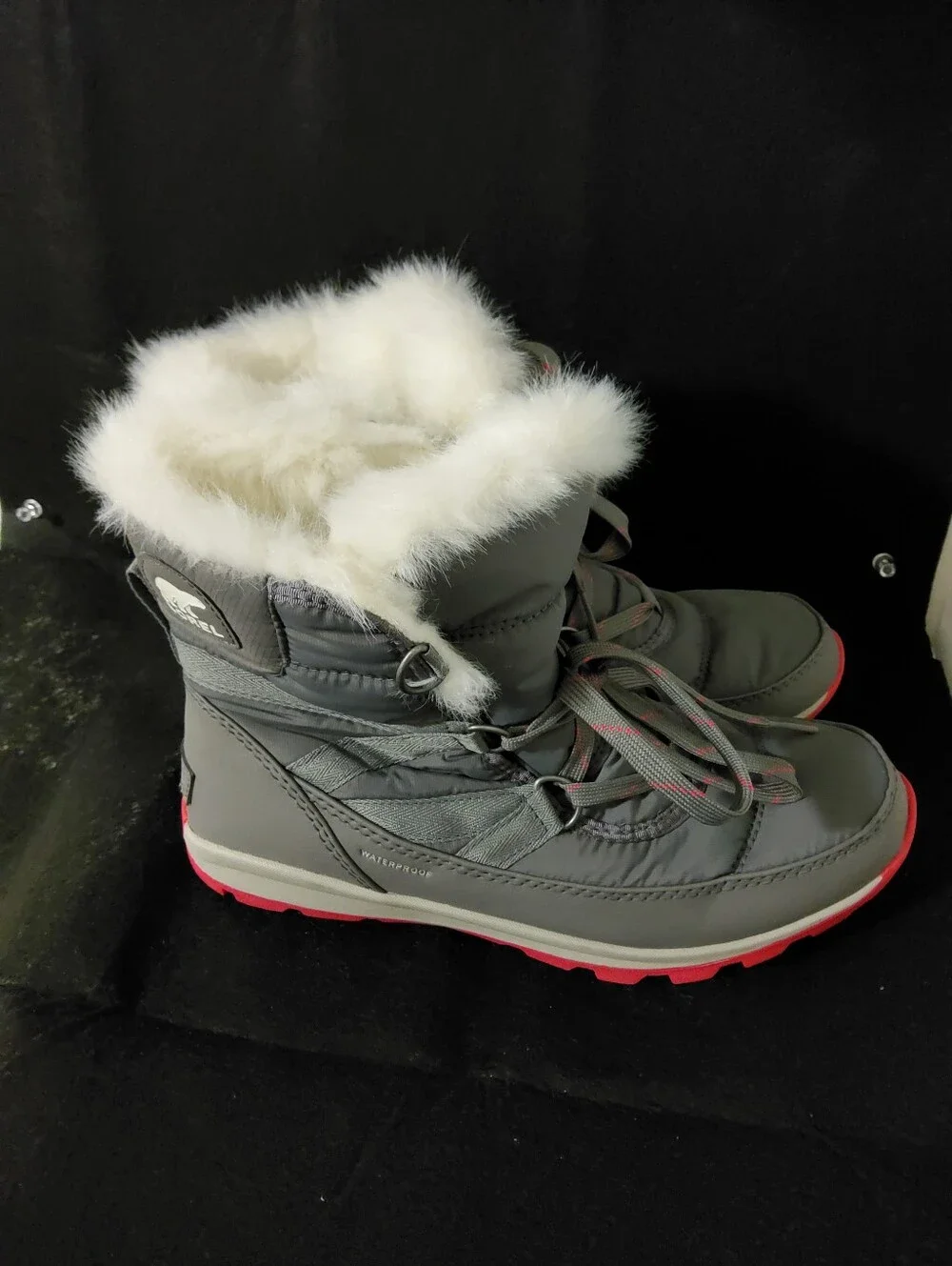 Sorel, Whitney, Quarry/Bright Rose, Waterproof Snow Boots, Size 8 - Picture 2 of 11
